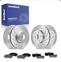 Disques de frein avant et arrière percés et rainurés, plaquettes de frein en céramique haut de gamme, revêtement zinc argenté, côté conducteur et passager